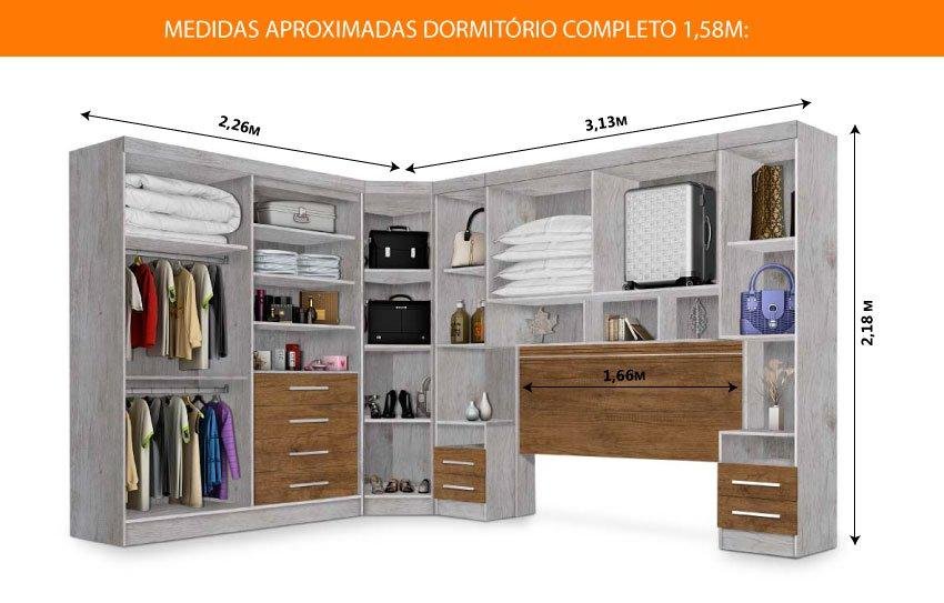 Dormitório Completo Georgia JA Avelã / Jequitibá Para Cama Box 1,58M Queen - 3