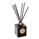 Ver imagem 1 de Difusor Varetas Vidro Cubo Preto 250ml Enfeites Rosé Gold e Varetas Pretas - Fragrância: Miami Shopp