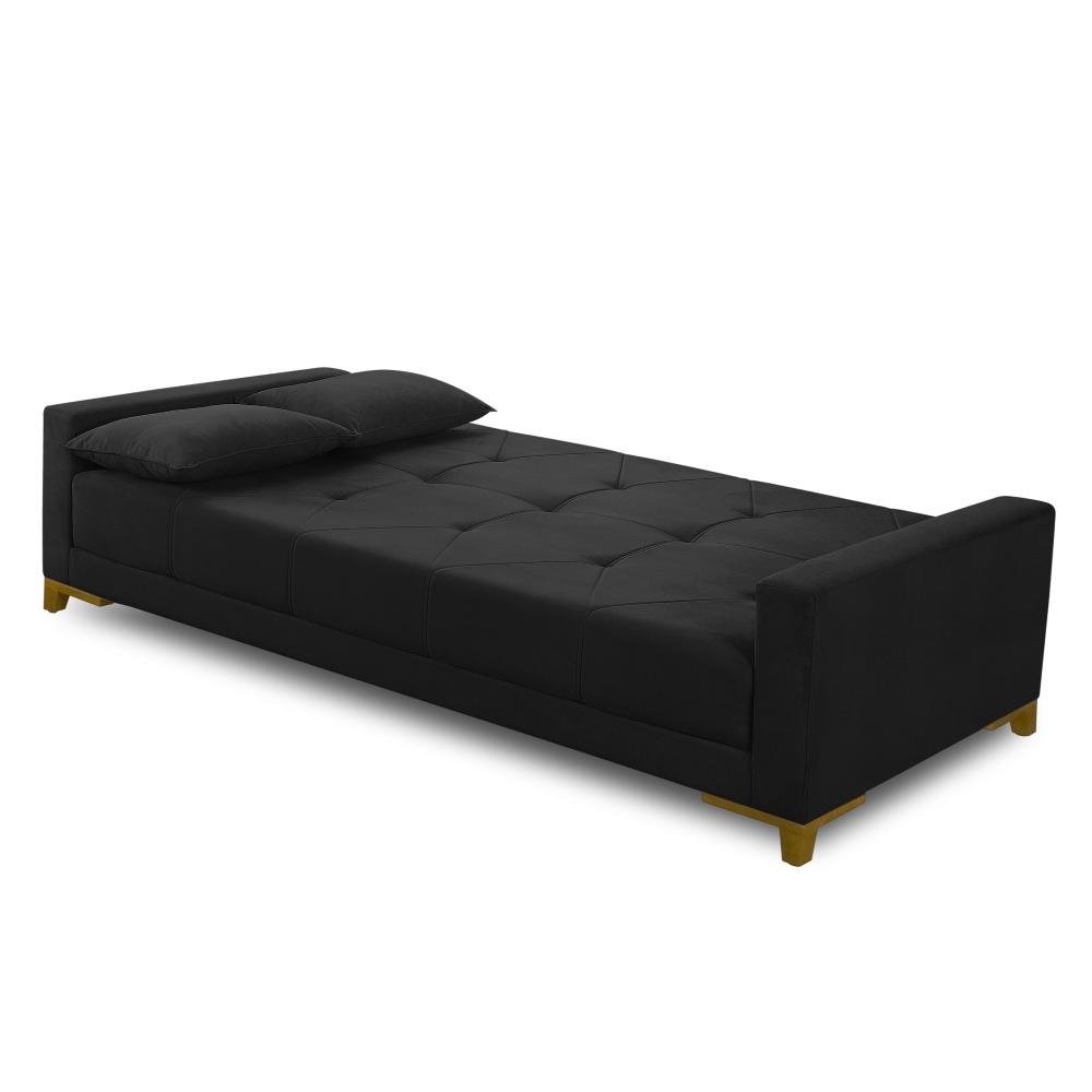 Sofá Cama 3 Lugares 2,00m Aurora Suede Preto Adonai Estofados - 5