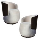 Ver imagem 1 de Kit 2 Poltronas Orgânica para Sala de Estar Lara Veludo Bege/pu Marrom - Montanaris Decor