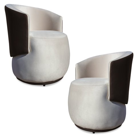 Kit 2 Poltronas Orgânica para Sala de Estar Lara Veludo Bege/pu Marrom - Montanaris Decor