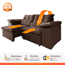 Ver imagem 5 de Estofado Barcelona 210cm Retrátil e Reclinável Galego Home