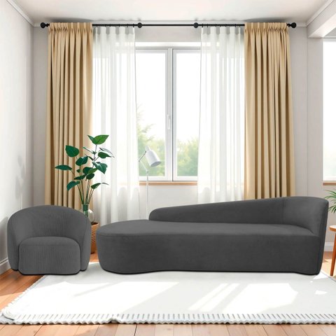 Kit Divã Recamier Orgânico França 250cm Lado Esquerdo e Poltrona Amore Linho