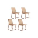 Ver imagem 1 de Cadeira Sala de Jantar Lira 1752 Kit 4 Uni Rose/linho Areia/courano Caramelo - Carraro
