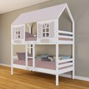 Ver imagem 1 de Beliche Casinha Bela - Madeira Maciça Branco/rosa | Housin