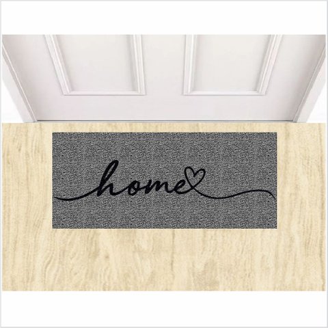 Tapete Capacho Home com Coração 70x30 Cm Antiderrapante.