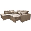 Ver imagem 7 de Sofá de Canto 2.60x2.36m Retrátil e Reclinável com Molas Cama inBox Platinum Esquerdo Suede Bege