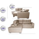 Ver imagem 2 de Sofá de Canto 2.60x2.36m Retrátil e Reclinável com Molas Cama inBox Platinum Esquerdo Suede Bege