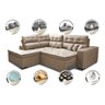 Sofá de Canto 2.60x2.36m Retrátil e Reclinável com Molas Cama inBox Platinum Esquerdo Suede Bege - 3