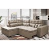 Sofá de Canto 2.60x2.36m Retrátil e Reclinável com Molas Cama inBox Platinum Esquerdo Suede Bege - 1