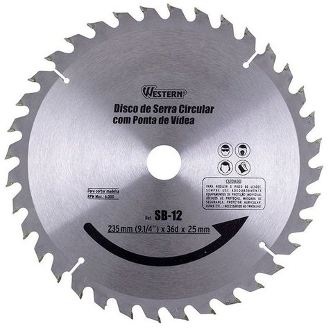 Disco Serra Western - Código: Sb-12 - 9.1/4 X 36 Dentes X 25mm