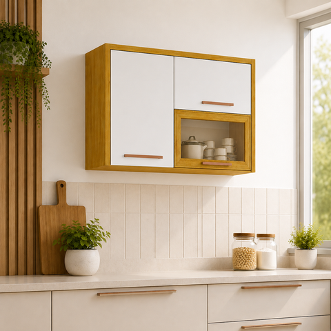 Aéreo Cozinha 3 Portas Dália - Cinamomo/Off White - Cucina