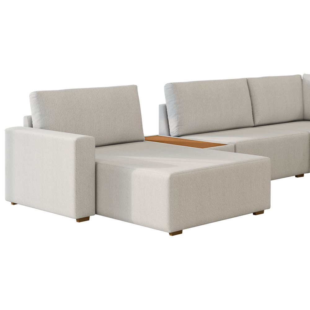 Sofá de Canto Modulado 291cm - 312cm 6 Lugares France Bouclé Suave Off White - Sallar Home - 5