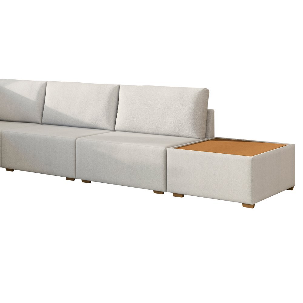 Sofá de Canto Modulado 291cm - 312cm 6 Lugares France Bouclé Suave Off White - Sallar Home - 6