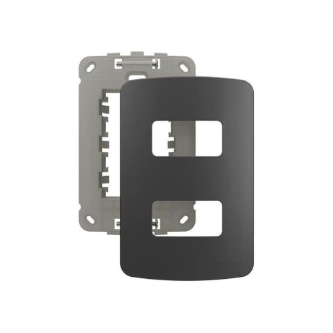 Placa com Suporte Margirius B3 Colors 4x2 para 2 Módulos Horizontais Grafite