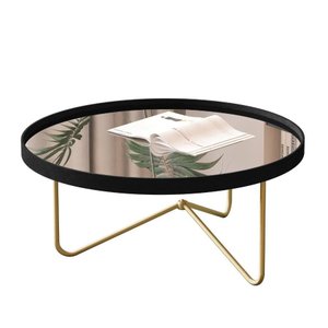 Mesa de Centro Alamanda Moderna Preto Dourado Jb Bechara