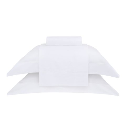 Jogo de Cama Queen Damask Stripes Branco 4 Peças 300 Fios 100% Algodão Buddemeyer