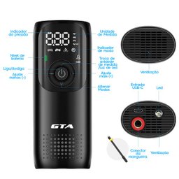 Bomba de Ar GTA Portátil - Sem Fio Portátil Smart Plus 150 PIS Com Bateria de 2000Mah Sem Fio - 6