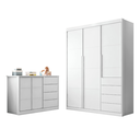 Ver imagem 1 de Conjunto Infantil Roupeiro e Comoda Perola Mdf Branco Pheonix Baby