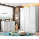 Ver imagem 2 de Conjunto Infantil Roupeiro e Comoda Perola Mdf Branco Pheonix Baby