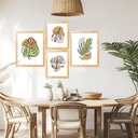 Ver imagem 2 de Kit Luxo 4 Quadros Verde Folhagens Abstrato Boho Bege Sala Cozinha com Moldura Caixa Alta 40cm Ref01