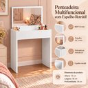 Ver imagem 2 de Escrivaninha Penteadeira Multifuncional Branca com Espelho Retrátil