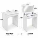 Ver imagem 3 de Escrivaninha Penteadeira Multifuncional Branca com Espelho Retrátil