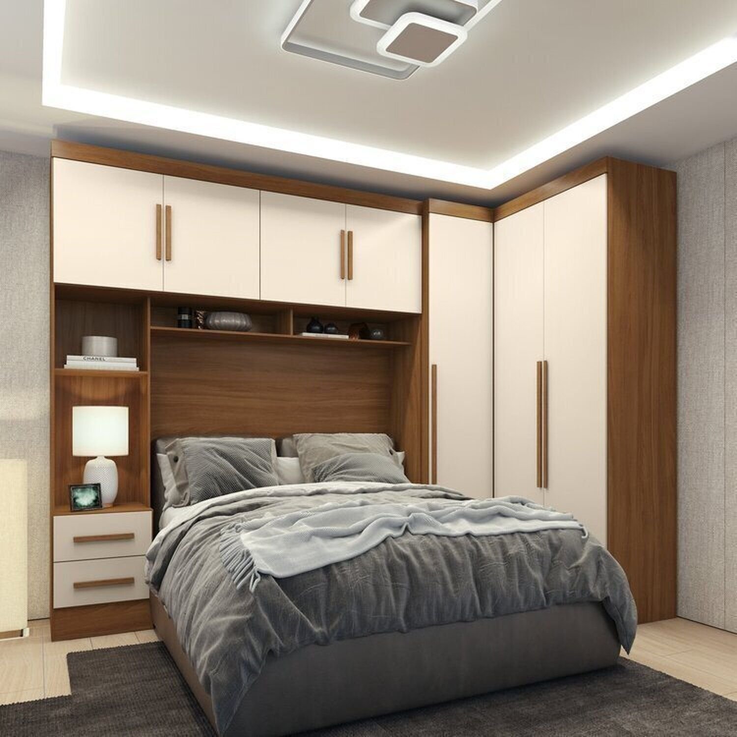 Guarda-Roupa Modulado 3 Peças 3 Portas 3 Gavetas com Maleiro Smart