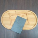 Ver imagem 4 de Petisqueira 2 Divisorias e Tabua de Corte Ardosia Home&co Oval Bambu 2x37x20cm Natural