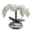 Ver imagem 1 de Arranjo E Vaso Centro de Mesa 4 Orquídeas Artificiais Brancas