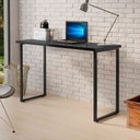 Ver imagem 1 de Mesa Aparador 1,20m Industrial Ferro e Madeira para Escritório Estudo e Notebook - Preto
