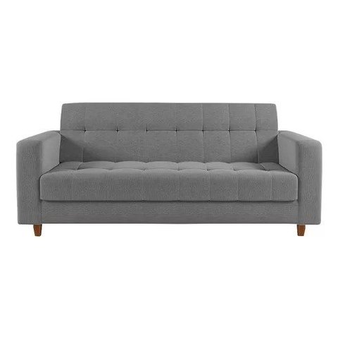 Sofá 3 Lugares Verona 1,80m Suede Cinza - Renascer Decor