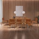 Ver imagem 1 de Sala de Jantar Mesa Nala 220cm Tampo Laminado Canto Moeda com 8 Cadeiras Eva