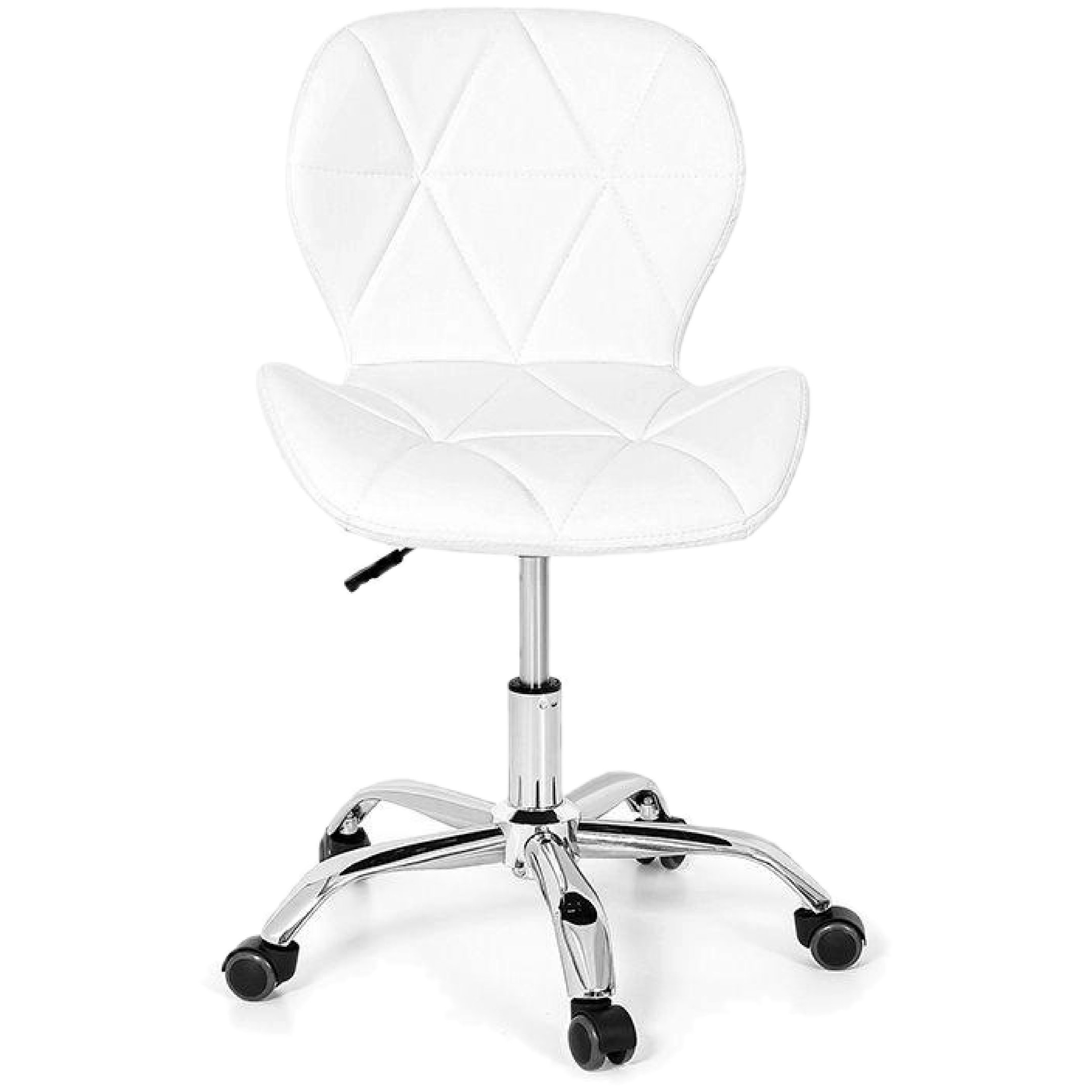 Kit 2 Cadeiras Slim Office Estofada Base Giratória Cromada - Branco - 2