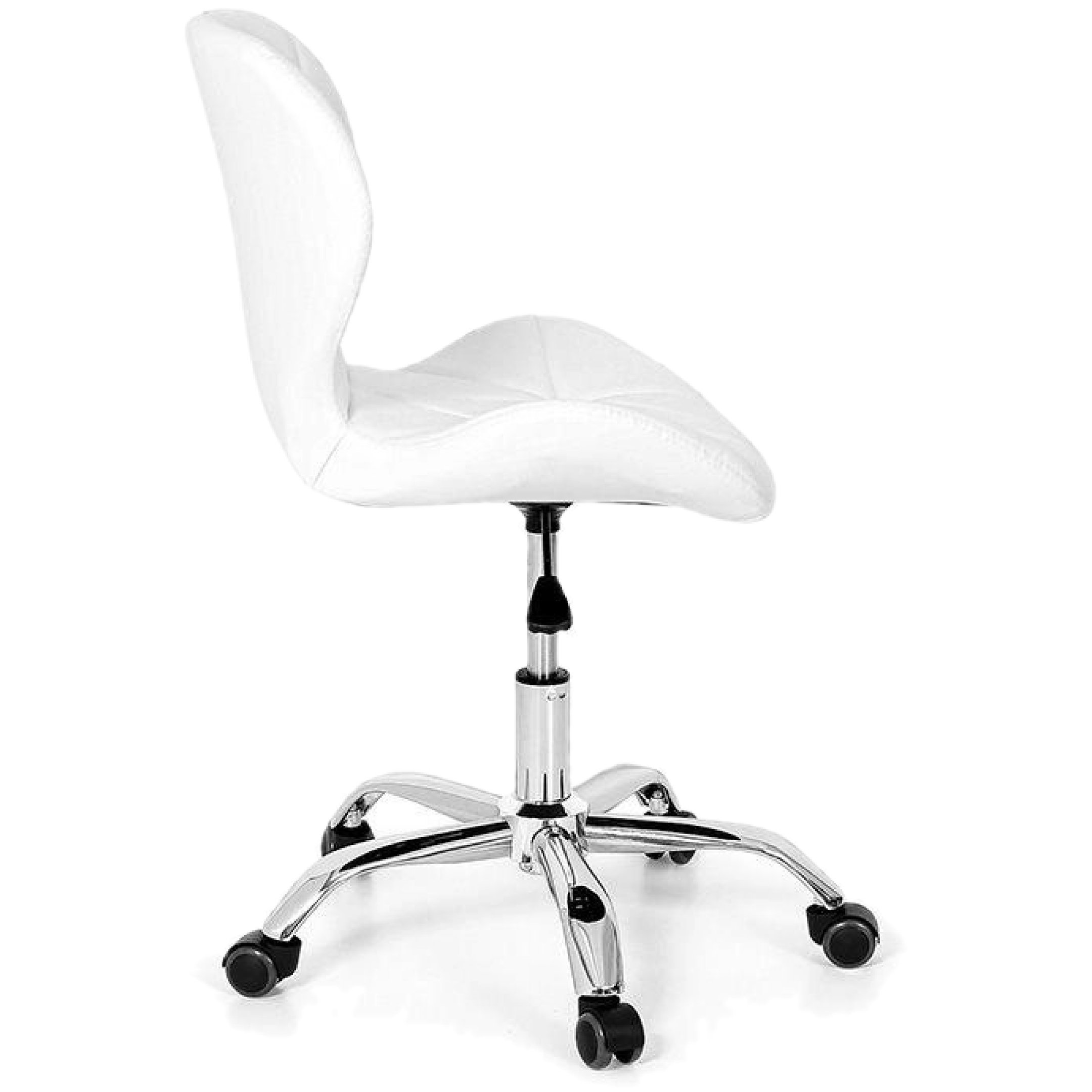 Kit 2 Cadeiras Slim Office Estofada Base Giratória Cromada - Branco - 3