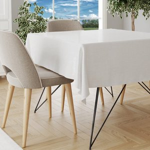 Toalha Mesa Plástica Térmica Linho Branco 6 lugares 1,80