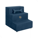 Ver imagem 1 de Escada Pet Escadinha Cachorro Gato Rampa Pet Ossinho Azul Marinho Suede