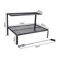 Grelha em Aço Carbono Parrilla Rústica Barra Chata 75cm Atiçador de Fogo - 4
