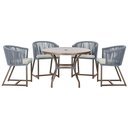 Ver imagem 1 de Mesa com 4 Cadeiras de Jantar Roma 100cm e Noronha em Aluminío Marrom Corda Nautica Estofado 3 Trama