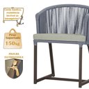 Ver imagem 4 de Mesa com 4 Cadeiras de Jantar Roma 100cm e Noronha em Aluminío Marrom Corda Nautica Estofado 3 Trama