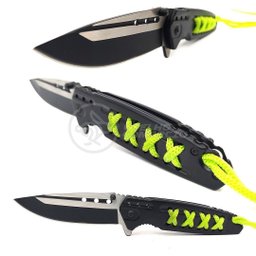 Canivete Aço Inox Sobrevivência Semi-automático Edc Fade Bushcraft Paracord - Rainbow Cor:pre - 4