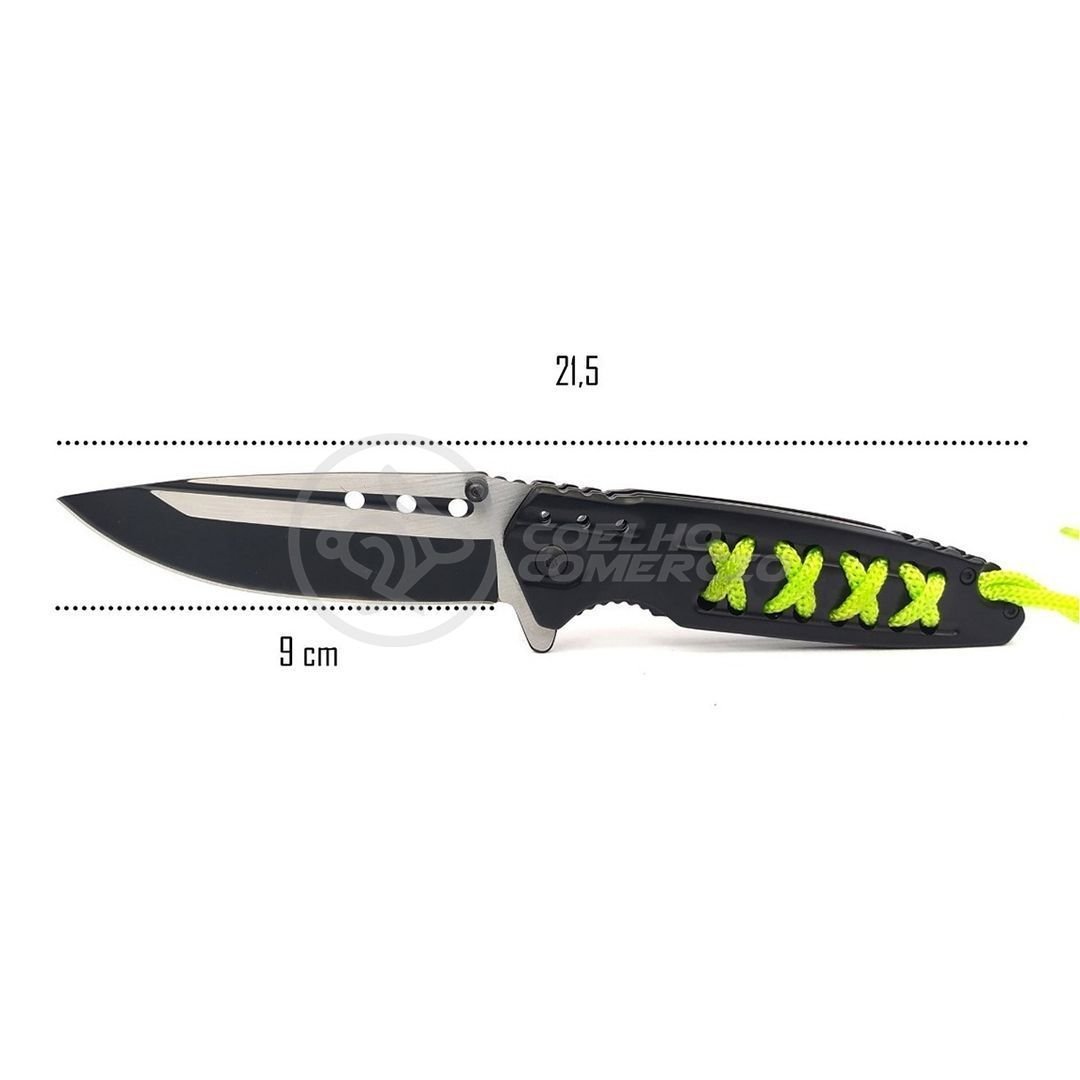 Canivete Aço Inox Sobrevivência Semi-automático Edc Fade Bushcraft Paracord - Rainbow Cor:pre - 6