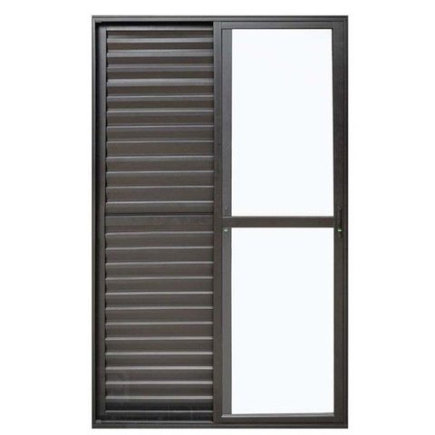 Porta Balcão 3 Folhas Veneziana 210x150 Preto Linha 22