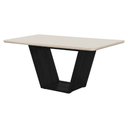 Ver imagem 2 de Mesa de Jantar Retangular 160x90 Mdf/vidro para 6 Lugares Pés Madeira Maciça Safira Preto/off White