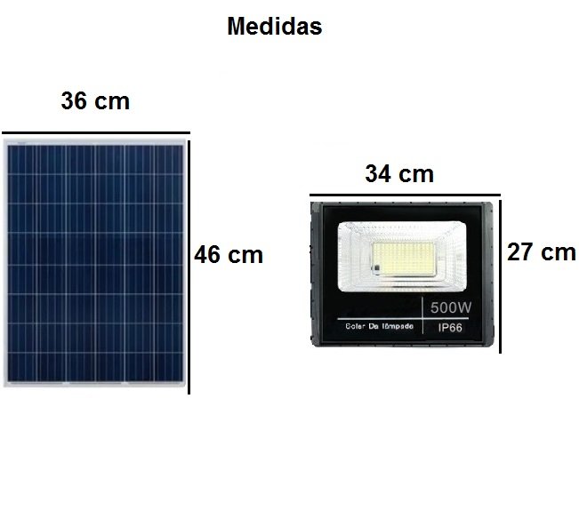 Refletor Solar 500w Led 6000k Placa Solar e Controle Remoto - 4