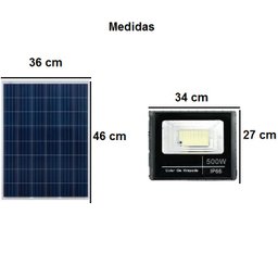 Refletor Solar 500w Led 6000k Placa Solar e Controle Remoto - 4