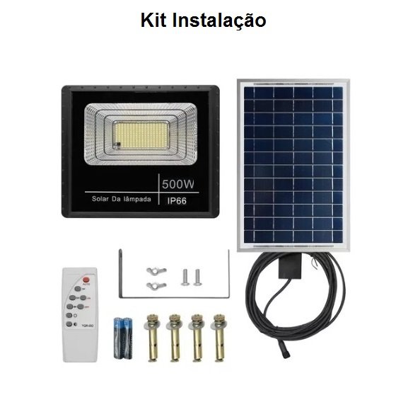 Refletor Solar 500w Led 6000k Placa Solar e Controle Remoto - 3