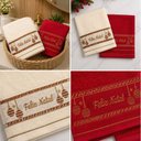 Ver imagem 7 de Kit 20 Toalhas de Mãos e Lavabo Natalina 30x50cm 100% Algodão 400g-m² Creme e Pérola Bene Casa