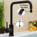 Ver imagem 2 de Torneira Preta em Aço Inox Misturador Monocomando para Cozinha Gourmet Bancada Pia + Kit Instalação