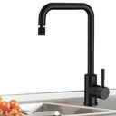 Ver imagem 1 de Torneira Preta em Aço Inox Misturador Monocomando para Cozinha Gourmet Bancada Pia + Kit Instalação